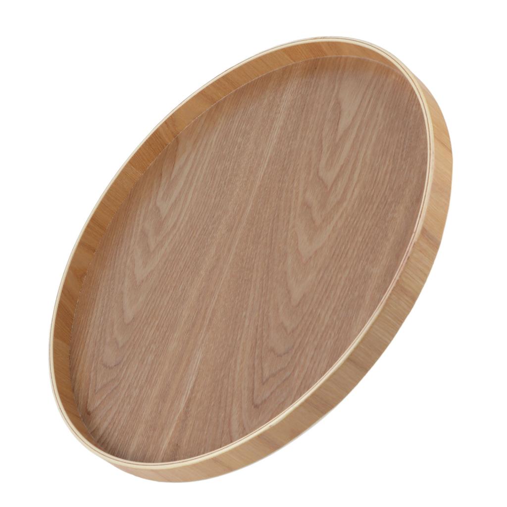 Round Shape Solid Wood Tea Coffee Snack Food Meals Serving Tray Plate Restaurant Trays Wooden
