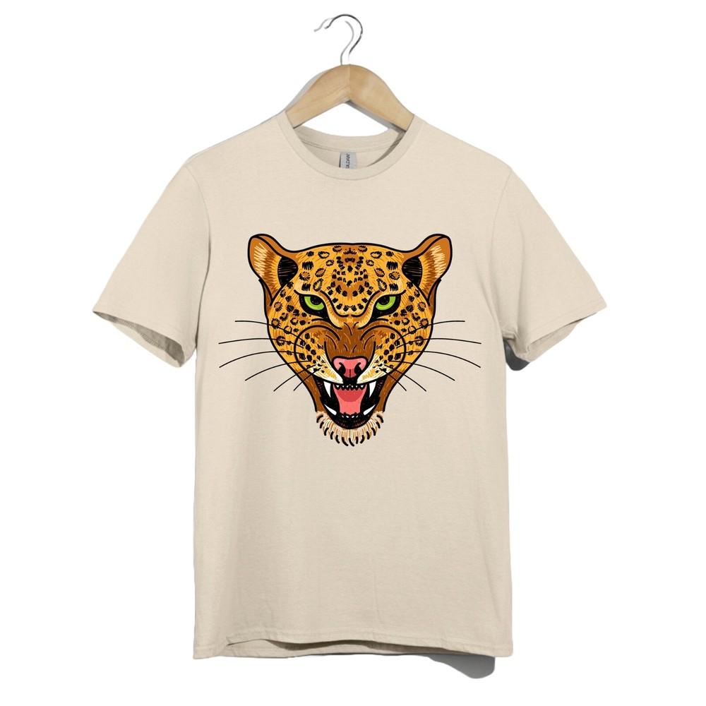 

Fierce Leopard Head T-Shirt Unisex Wild Cat Animal Graphic Tee Jungle Safari Top XL