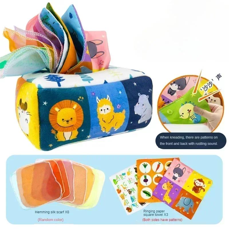 Baby Draw Paper Towel Tearing Tissue Box Baby Puzzle Early Education Montessori Children Cloth Toys Sensory Gift Montessori Toys