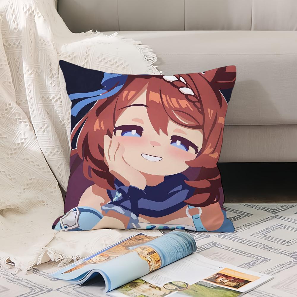 Söt U-Uma M-Musume P-Pretty D-Derby Kuddfodral Kontorskuddar Lämpliga för Soffa Bil Sovrum Dekorativt Kuddfodral