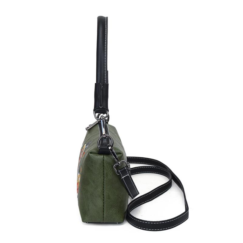 Damen Vintage Blumen Stickerei PU Leder Umhängetasche Kleine Handtasche Schultertasche Verstellbarer Riemen Lässige Tägliche Reise Damen Handtaschen