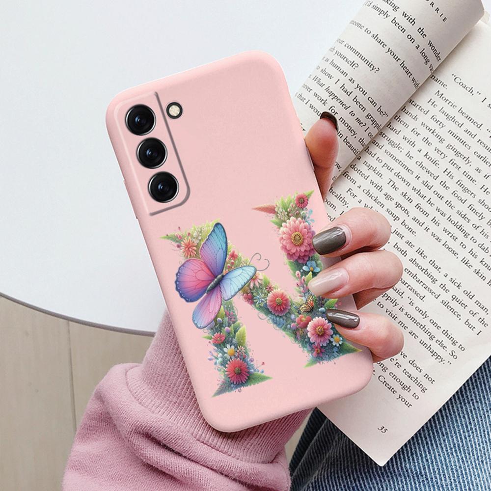 Phone Case Women For Samsung Galaxy S21 FE S22 Plus Girls Bumper Cover Colorful Letter Flower Butterfly Love samsang s22 Ultra