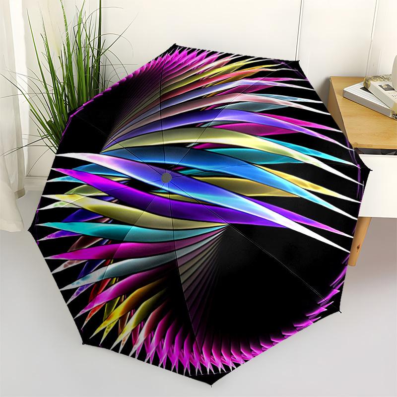 

1pc Colorful Spiral Pattern Automatic Folding Umbrella - Portable Collapsible Design, 8-Rib Iron Frame, Durable Fabric yy251125019
