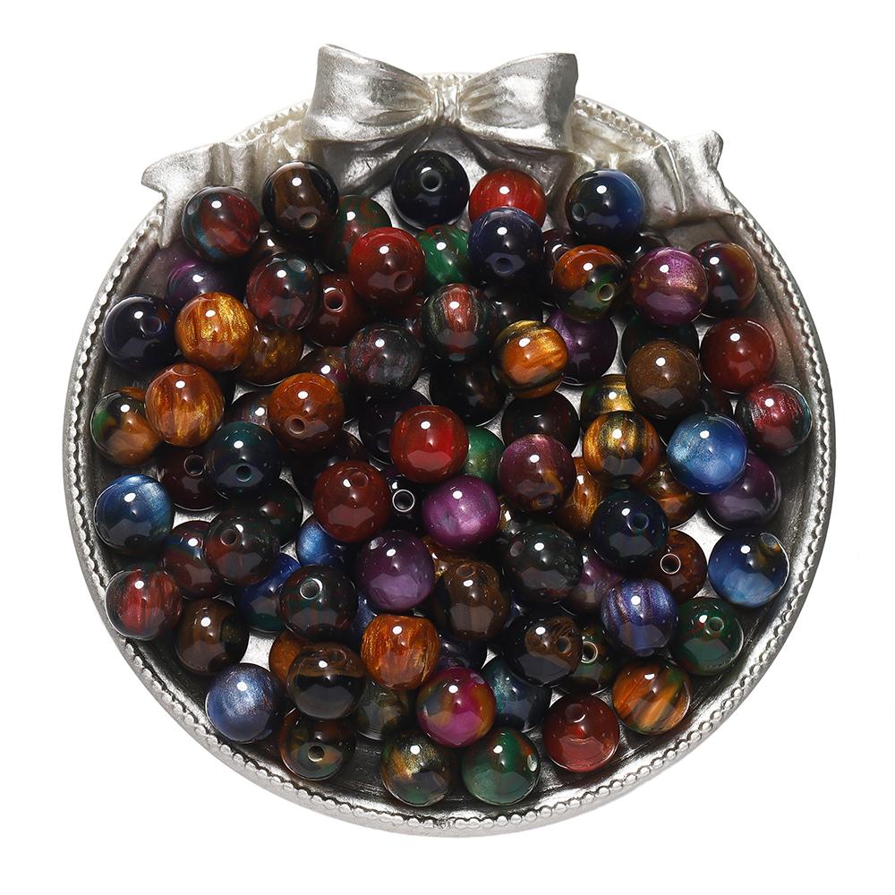 

20-50pcs/lot Glitter Mitation Cat Eye Round Resin Bead Loose Beads for DIY Charm Necklace Bracelet Jewelry Making Findings 2030 8mm x 50pcs