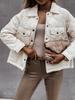 Winter European and American Style Long Sleeve Button Cotton-Padded Women's Jacket
