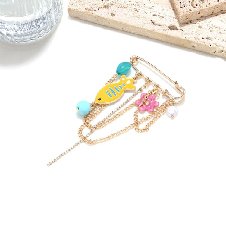 Handmade Enamel Fish Brooch With Floral Detailing Delicate Craftsmanship Lapel Accessory for Women Girls