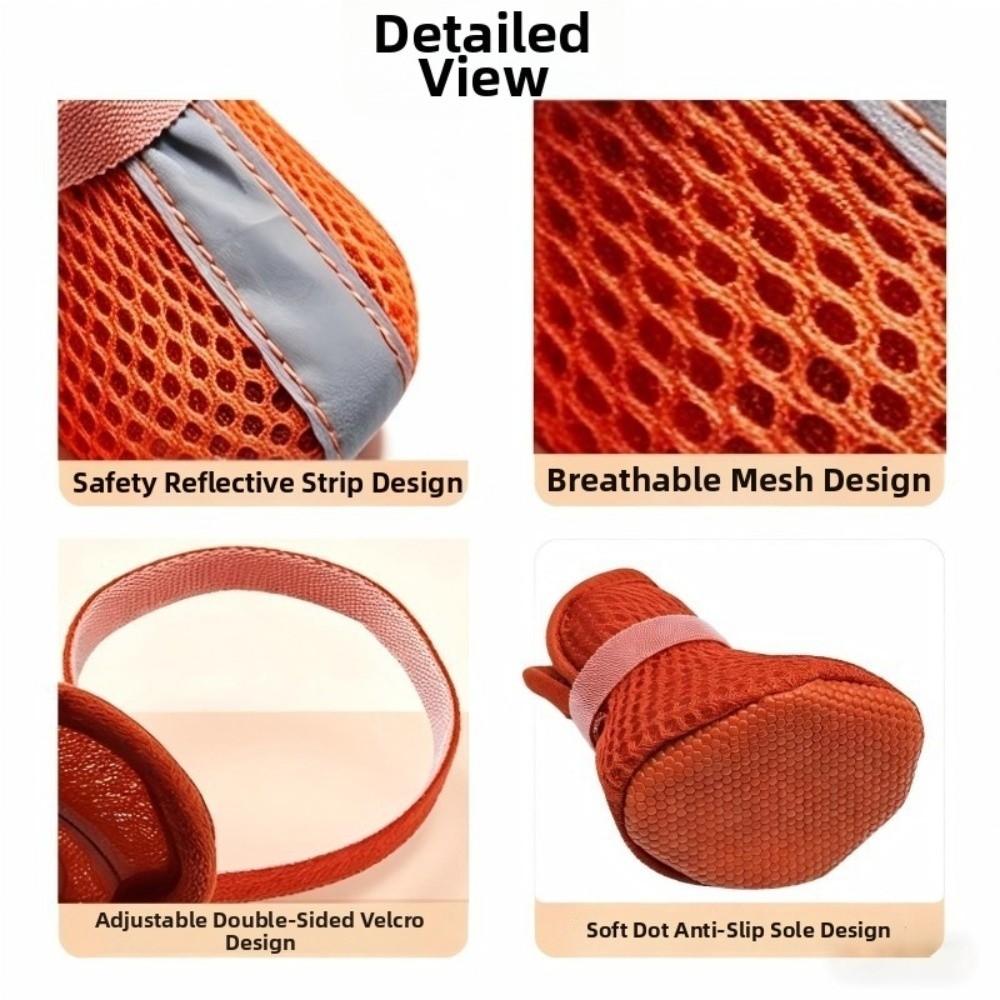 4PCS/SET Breathable Pet Booties Non-slip Pet Paw Protector Mesh Dog Shoes Outdoor Use