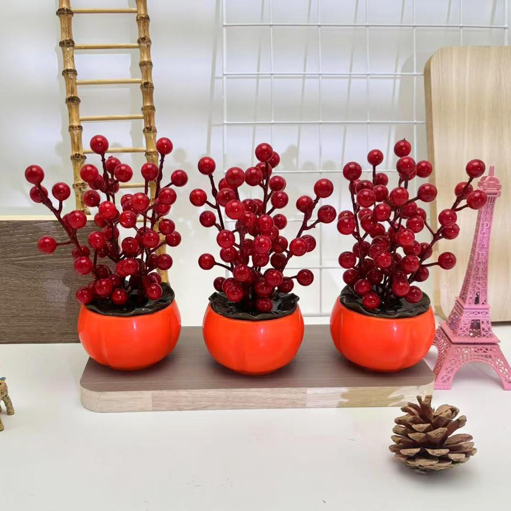Persimmon Red Decorative Plant Foam Fruit Flowerpots For Housewarming Gifts