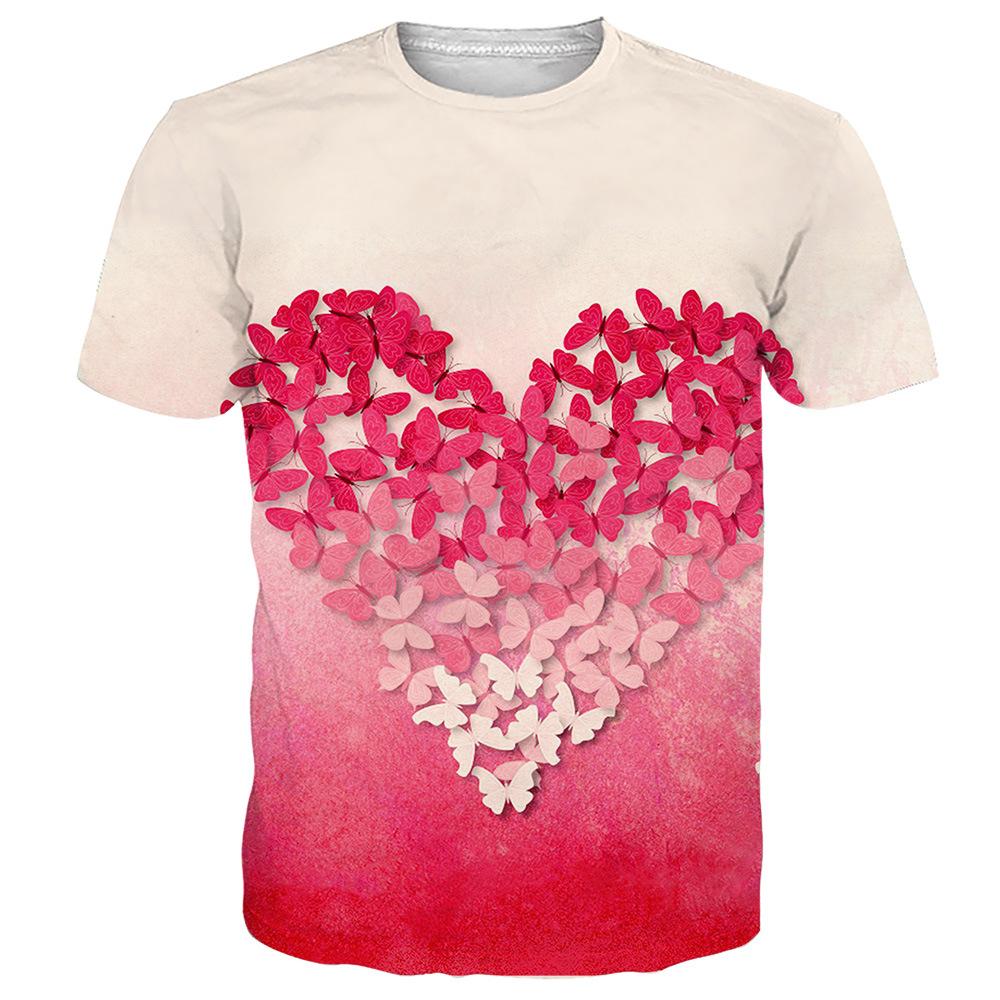 Tricou de vară pentru bărbați cu imprimeu digital 3D, Ziua Îndrăgostiților, cuplu, 3D, dragoste, casual