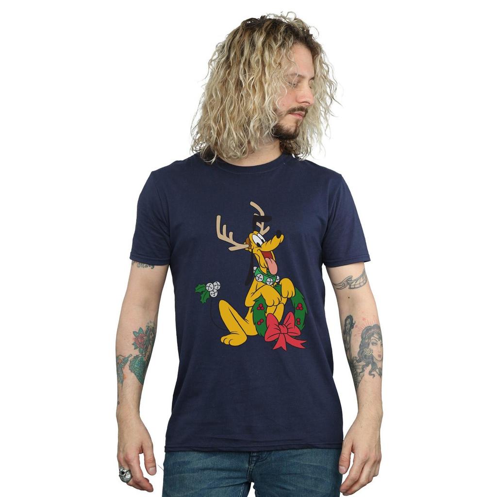 Disney Mens Pluto Christmas Reindeer T-Shirt