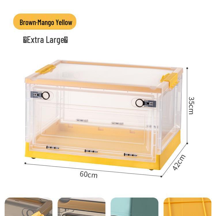 Three-Door Large Plastic Storage Box with Wheels for Living Room