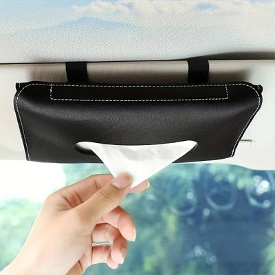 Pare-soleil de voiture Boîte à mouchoirs Universel Intérieur Auto Cuir Souple Boîte à mouchoirs pour voiture Contenant à boucle suspendue pour voiture Outils Sac en papier