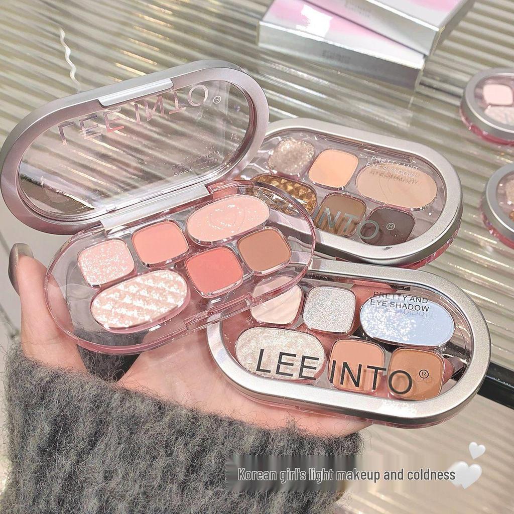 LEEINTO Six-Color Eyeshadow Palette: Long-Lasting Pearlescent, Matte & Glitter Shades.