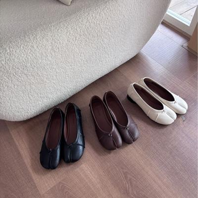2025 winter nieuwe varkenspoten zachte zool platte zool voet plooi college stijl kleine leren schoenen veelzijdig forensen werk dames enkele schoenen