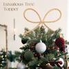 Rhinestone Bow Christmas Tree Topper Metal Gold/Silver Xmas Tree Ornament Decorative Props Extra Large Christmas Decoration