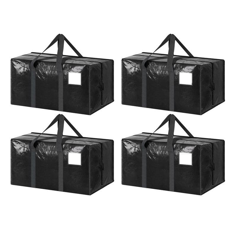 

Extra Heavy Duty Large Moving Bags with Strong Zipper & Comfortable Handles, Sturdy & Durable Clothes Storage Bags Totes Bins, Packing Moving Boxes 4 Pack