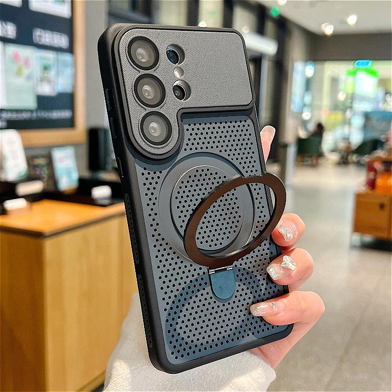 For Funda Samsung Galaxy S26 S25 S24 Ultra Case Luxury Heat-Dissipating Magnetic Bracket Shockproof Protection Phone Cover