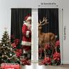 2pcs 2D Flat Printing Christmas Curtain Santa's Deer Friend Polyester Fabric Without Electricity Festive Curtains Perfect for
