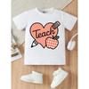 European sizes Cute Heart and Plaid Apple Print Summer T-shirt for Girls | Casual Crew Neck, Regular Fit, Perfect for Outings