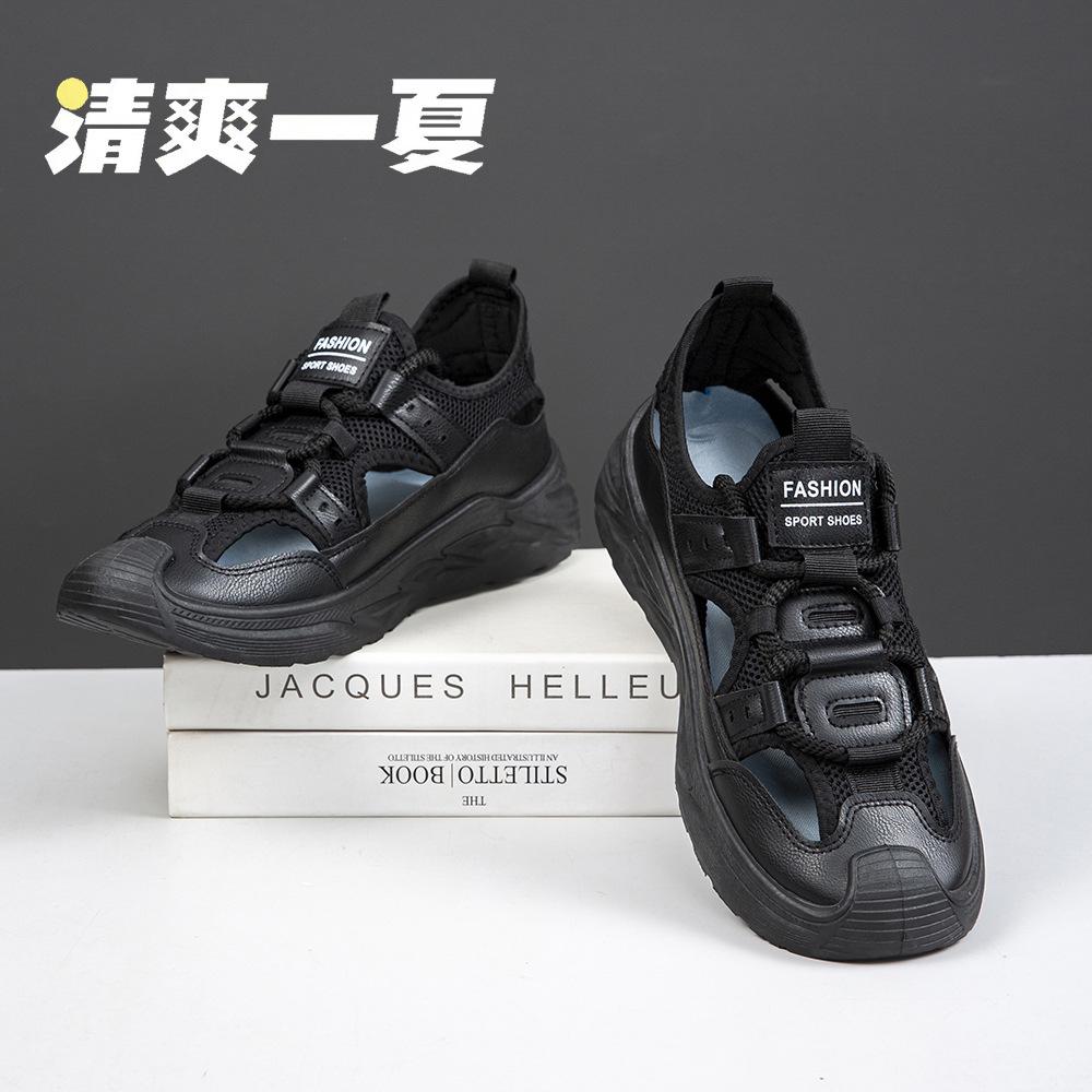 

Сандалии мужские летние пляжные спортивные и для отдыха большого размера с отверстием для отслеживания сандалии уличные сумка-голова внешнеторговая мужская обувь 44