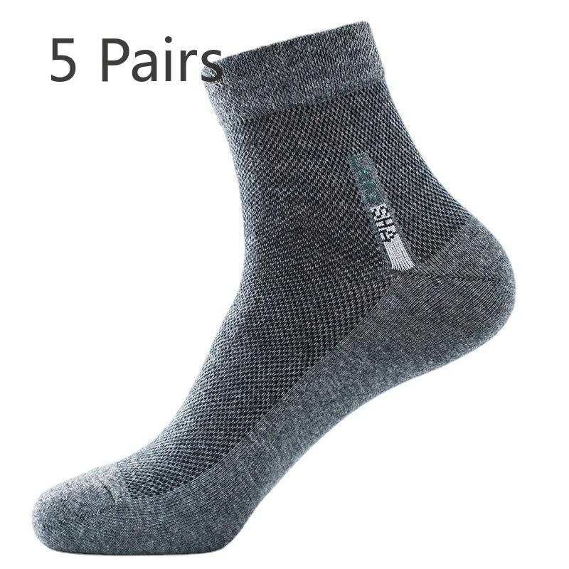 5 Pairs of Men's Summer Business Mesh Breathable Mid Calf Socks