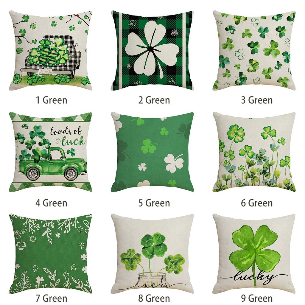 NEW St Patricks Day Four-Leaf Throw Pillow Cover Multi-Purpose Green Plant Pattern Cushion Sleeve for Sofa Living Room Couch Bed