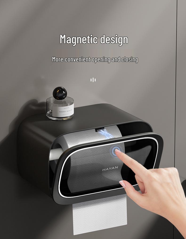 Luxury Wall-Mounted Tissue and Toilet Paper Box - No-Drill, Elegant Pull-Out Design