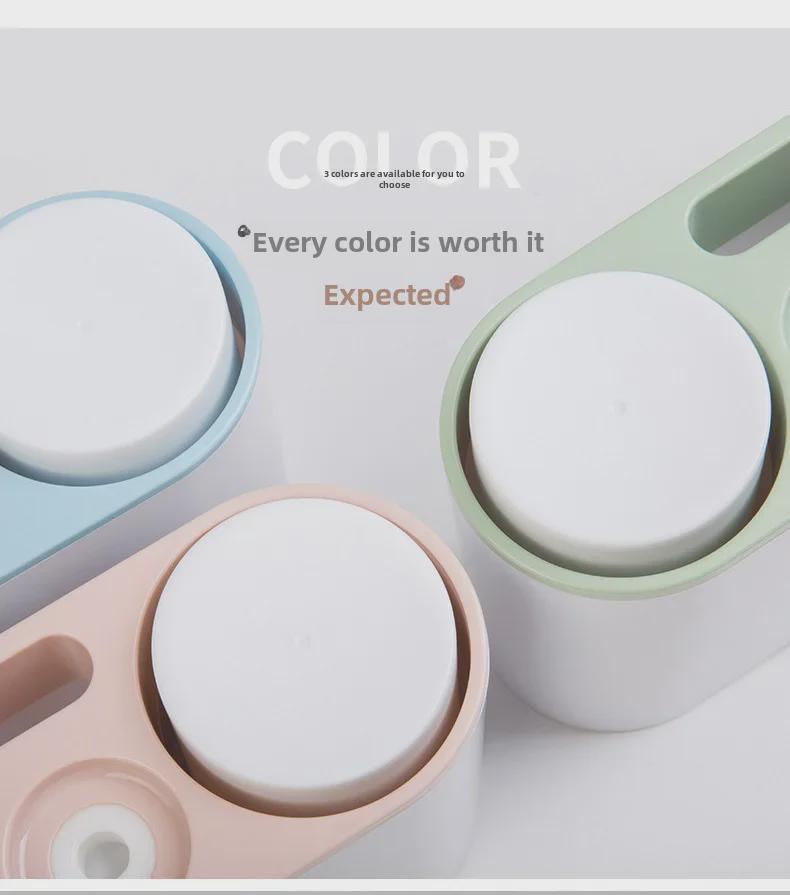 Yikeke Four-Person Family Toothpaste Dispenser & Toothbrush Holder - Wall-Mounted & No Drilling Required