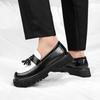 Men Business Casual Leather Shoes Thick Sole Tassel Loafers Platform Height Increase Fashion Comfortable Wedding Party Shoes
