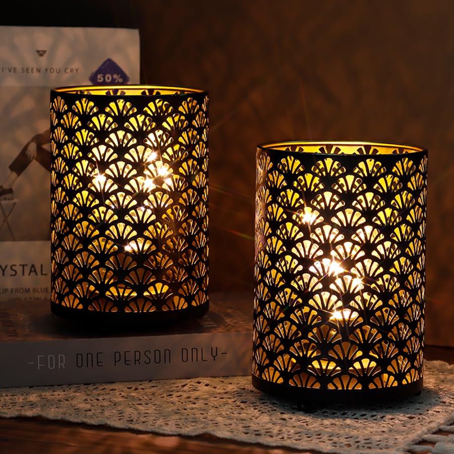 TRIROCKS Two-Piece Table Lamp, 16cm Tall, Metal, Stylish Ambient Lighting with Fairy Light Bulbs, Perfect for Patios, Garden Parties, Indoor and