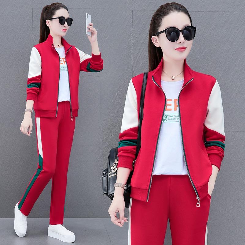 Fashion Colorblock Open Cardigan Women Two Piece Sport Set Slim Fit Long Sleeve Casual Activewear Korean Style Workout Suit