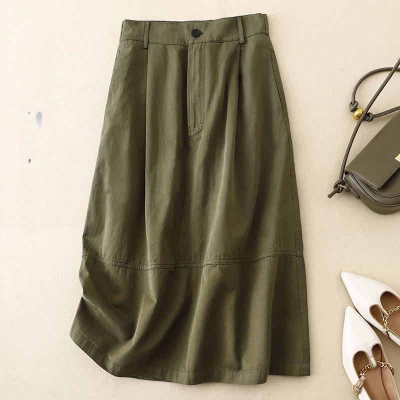 Skirt Women Summer Casual Versatile Elastic High Waist Loose Skirt Oversize Stretchy Cotton Dresses
