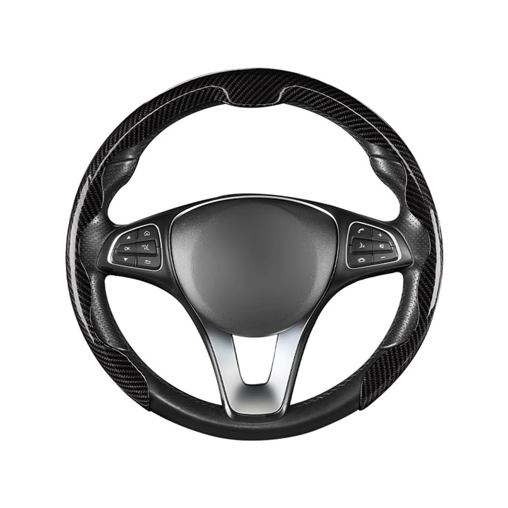 AUSTYLCO Steering Wheel Cover for Kei Stylish Carbon Fiber 38cm Easy Black Cars, Design, C-Shaped, Installation, All-Season,