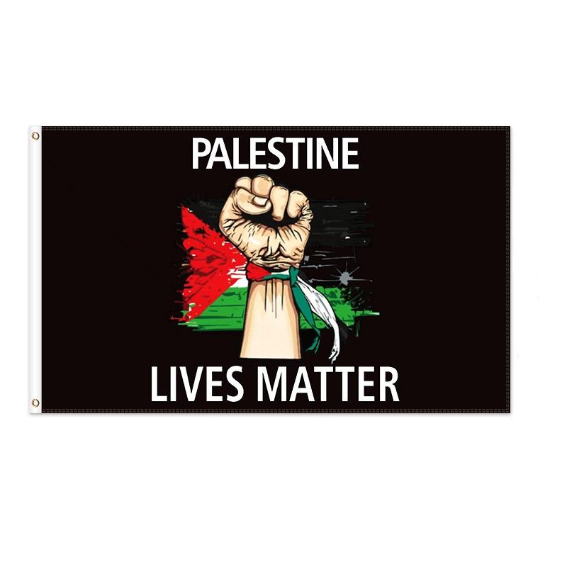 Palestinas flagga Premiumkvalitet Polyestermaterial Utomhusflagga Plastflaggstång Storleksalternativ tillgängliga Levande färger Lämplig för olika tillfällen