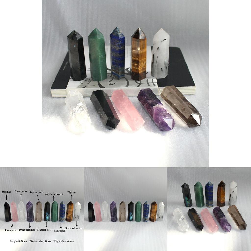 60 To 70mm Obelisk Hexagonal Wand Natural Quartz Crystal For Balance And Health