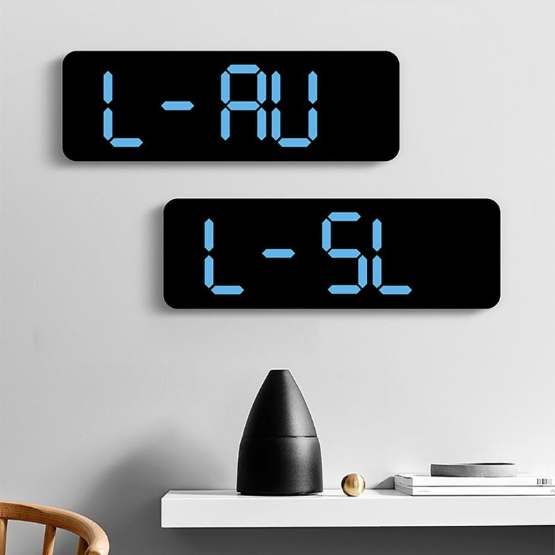 Multifunctional LED Wall Clock with Temperature Display Adjustment Brightness and 2 Alarms 12/24 Hour Memory Function