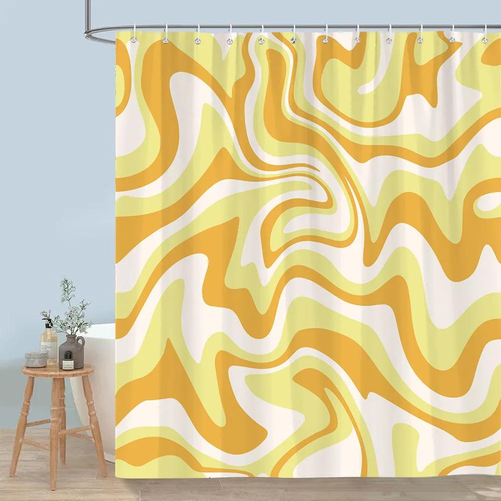 Colourful Abstract Lines Shower Curtain Modern Minimalist Style Flowing Art Polyester Shower Curtains Bathroom Decor With Hooks