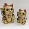 Lucky Cat Small Feng Shui Gold Traditional Craftsman Toko Kakinuma Kimekomi Doll Made In Japan