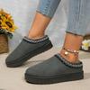 Fashion Snow Boots Women Winter New Cashmere Warm Thick Soles Without Heel-covered Hair Half Slipper Cotton Shoes Cashmere Warm Boots