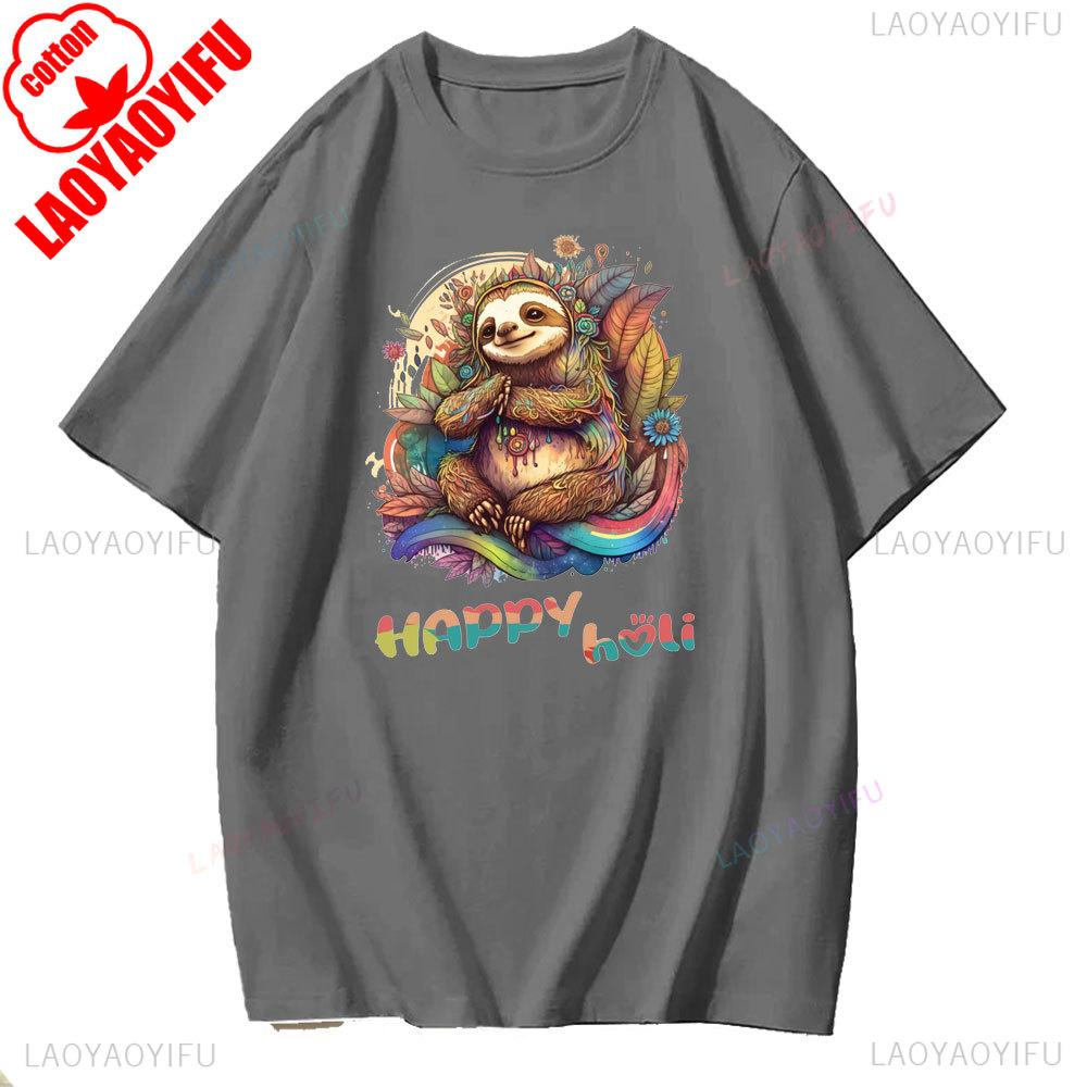Holi Celebration Graphic TShirt Spring 2025 Streetwear Short Sleeve Unisex Fashion for Youth Adults Hindu Festival of Colors
