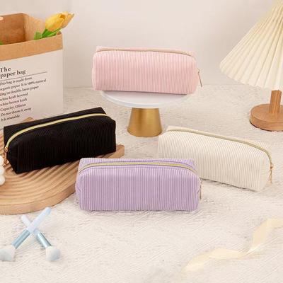 New Corduroy Large-capacity Pencil Bag Portable Pen Bag Stationery Storage Pencil Cases for Girls School Supplies