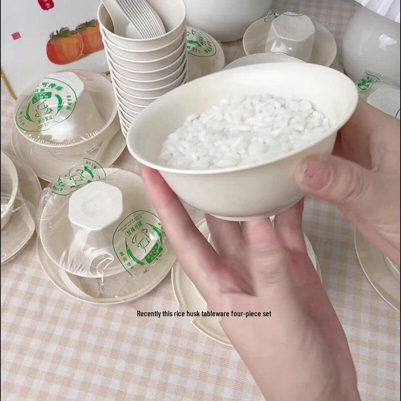 Individually Sealed Rice Husk Bowl & Plate Set
