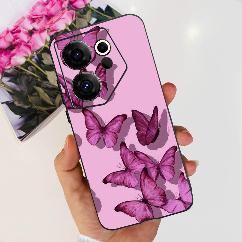 For Tecno Camon 20 20 Pro 4/5G 20s Pro 20 Premier Butterfly Flower Colorful Girly Funda Transparent Soft TPU Silicone Back Cover