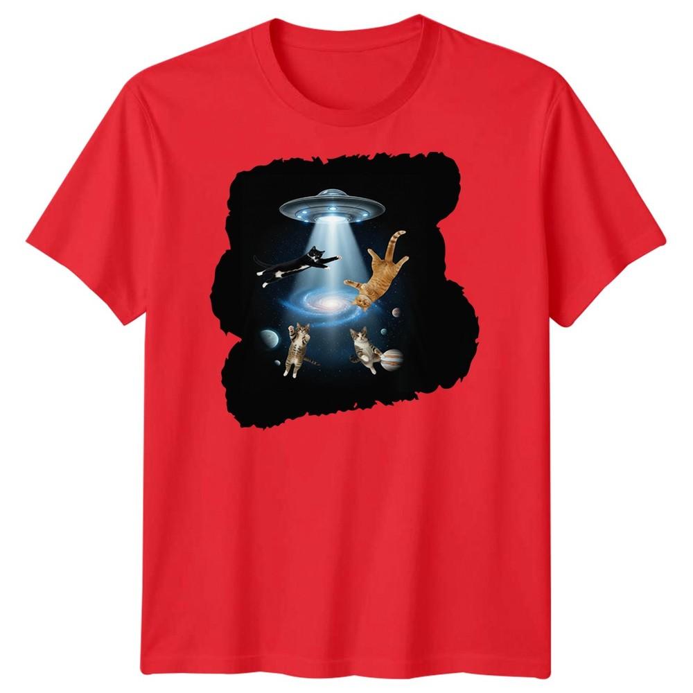 SciFi Alien Abduction Cats Ufo Unisexs TShirt Space Galaxy Graphic