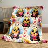 Cute Bees with Hearts and Flowers print blanket soft and cozy perfect for the living room bed sofa or a nap,gift