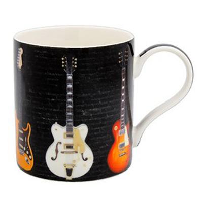 [A3837] - Kubek ceramiczny „Gitara elektryczna” czarny wielokolorowy - 95x80 mm