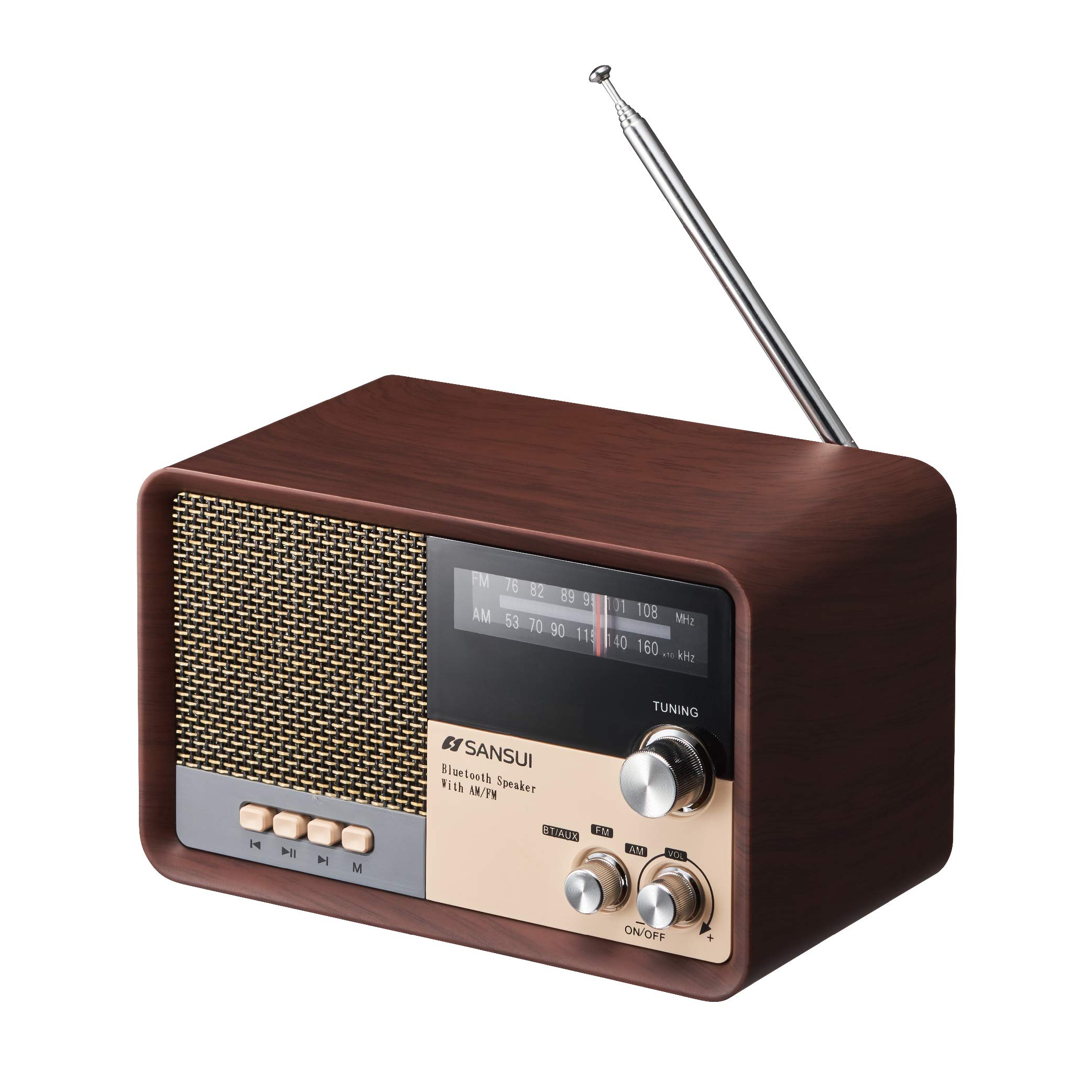 

Sansui Bluetooth speaker with radio Wood WD AM/FM MSR-1