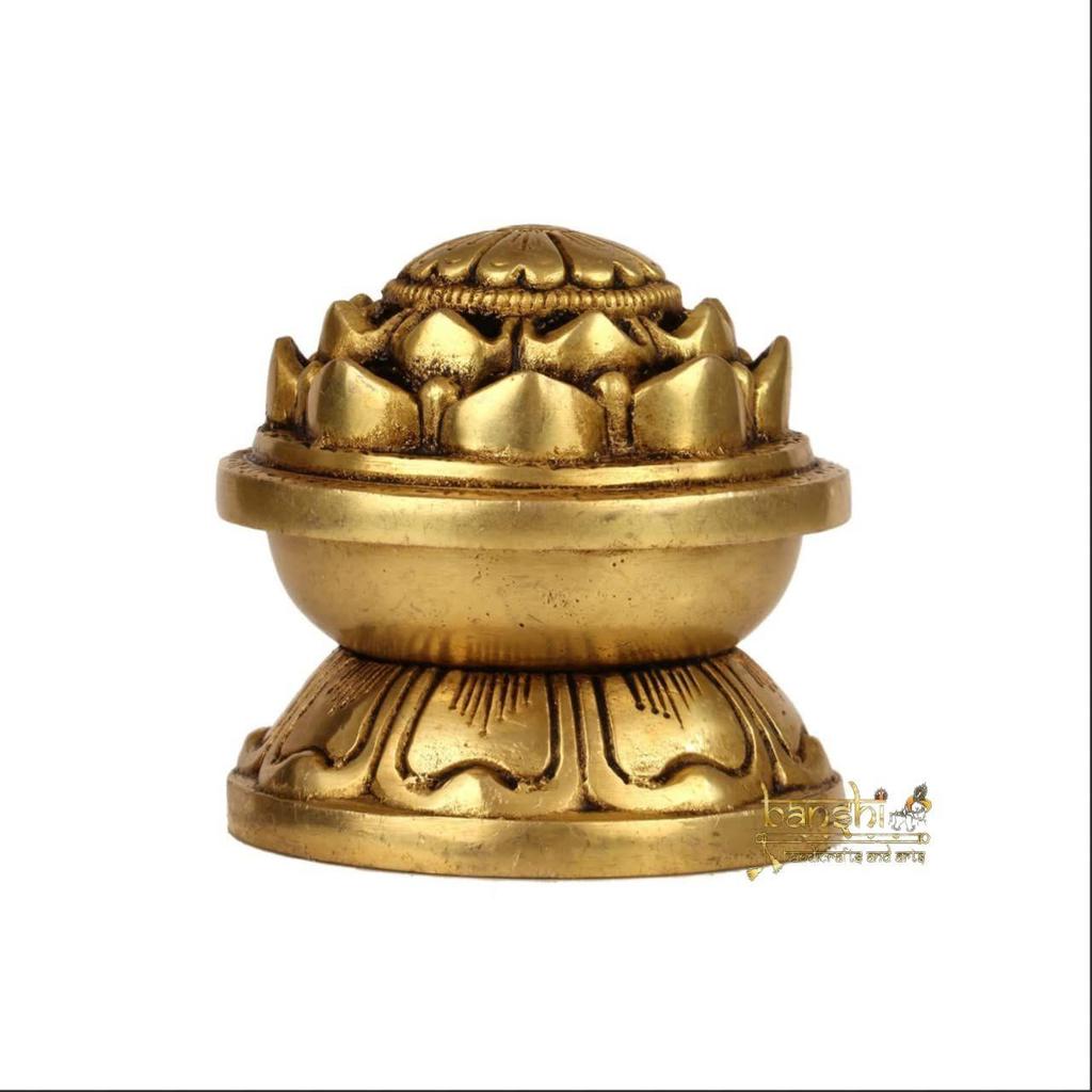 Arts 3.5" Brass DHUNI, Incense Holder, Dhoop Dani, Temple Diya, Incense Burner, Diwali Gift, Prayer Lamp, Religious Decor