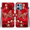Handmade PU Leather Flip Case for Xiaomi Redmi Note 14S Anti-Slip Shockproof Cover with Wrist Strap & Heart/Rose Cat Designs