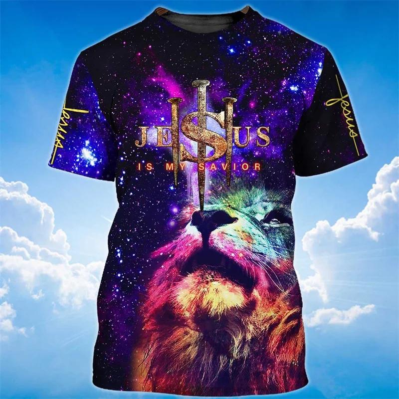 New Summer 3D God Jesus Printing T Shirt Christianity Belief Graphic Short Sleeves For Men Kid Fashion Tee Unisex Harajuyku Tops